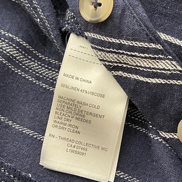 Laundry by Shelli Segal Jumpsuit Linen Blend Blue Striped Size 2 - Picture 11 of 12